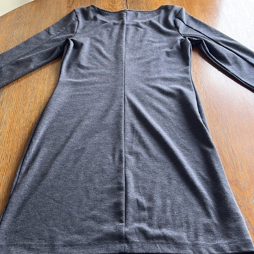 Old Navy dress midi length body fitted charcoal heather long sleeves size Small - Picture 12 of 15